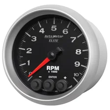 GAUGE; TACH; 3 3/8in.; 10K RPM; IN-DASH W/SHIFT LIGHT/PEAK MEM; ELITE image 2