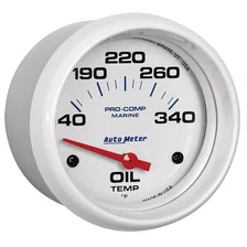 GAUGE; OIL TEMP; 2 5/8in.; 140-300deg.F; ELECTRIC; MARINE WHITE image 3