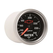 GAUGE; WATER TEMP; 2 1/16in.; 120-240deg.F; MECHANICAL; CHEVY RED BOWTIE; BLACK image 6