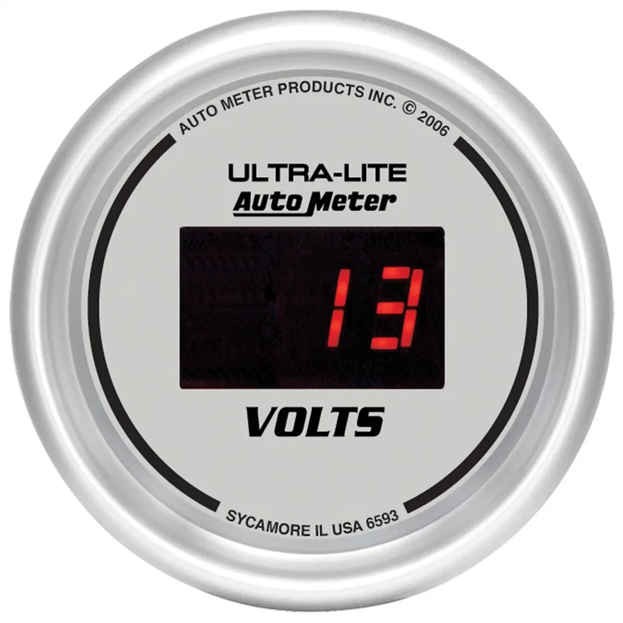 GAUGE; VOLTMETER; 2 1/16in.; 18V; DIGITAL; SILVER DIAL W/RED LED