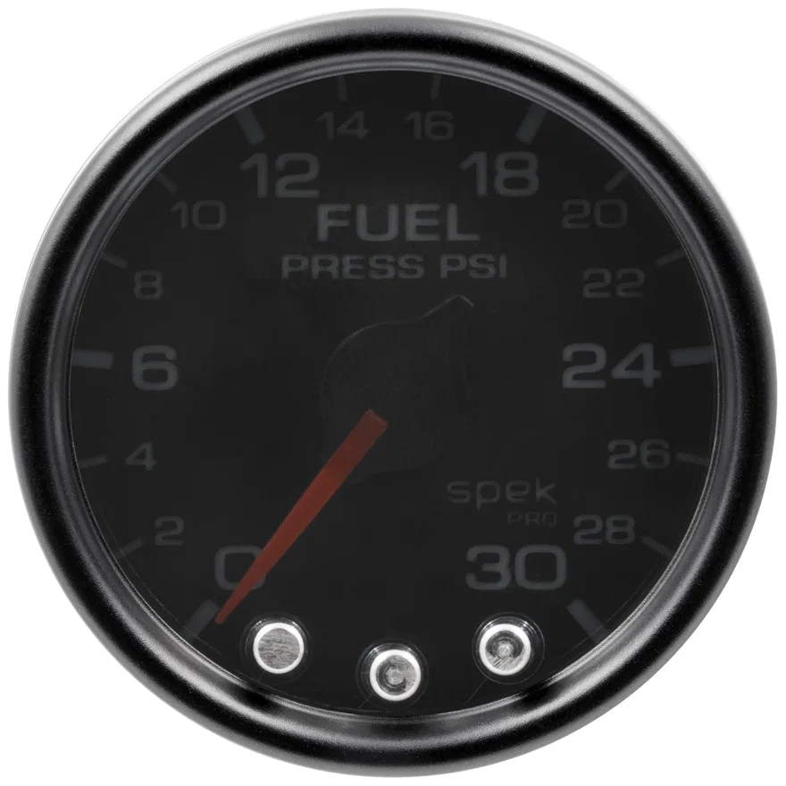 GAUGE; FUEL PRESS; 2 1/16in.; 30PSI; STEPPER MOTOR W/PK/WRN; BLK/SMOKE/BLK; SPEK