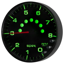 GAUGE; TACHOMETER; 5in.; 8K RPM; W/SHIFT LIGHT/PEAK MEM; BLACK/BLACK; SPEK-PRO image 5
