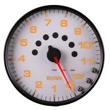 GAUGE; TACHOMETER; 5in.; 11K RPM; W/SHIFT LIGHT/PEAK MEM; WHITE/BLACK; SPEK-PRO image 8