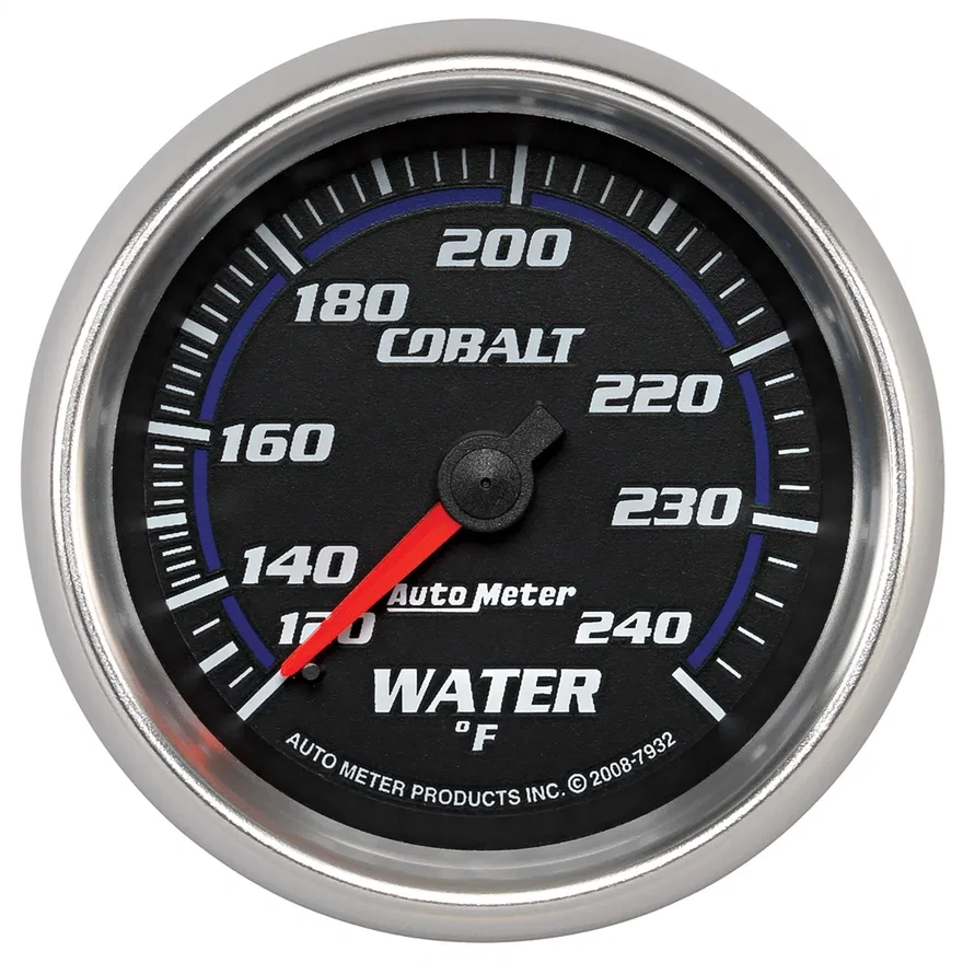GAUGE; WATER TEMP; 2 5/8in.; 120-240deg.F; MECHANICAL; COBALT