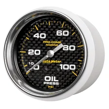 GAUGE; OIL PRESSURE; 2 5/8in.; 100PSI; MECHANICAL; MARINE CARBON FIBER image 2