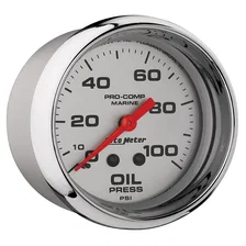 GAUGE; OIL PRESSURE; 2 5/8in.; 100PSI; MECHANICAL; MARINE CHROME image 3