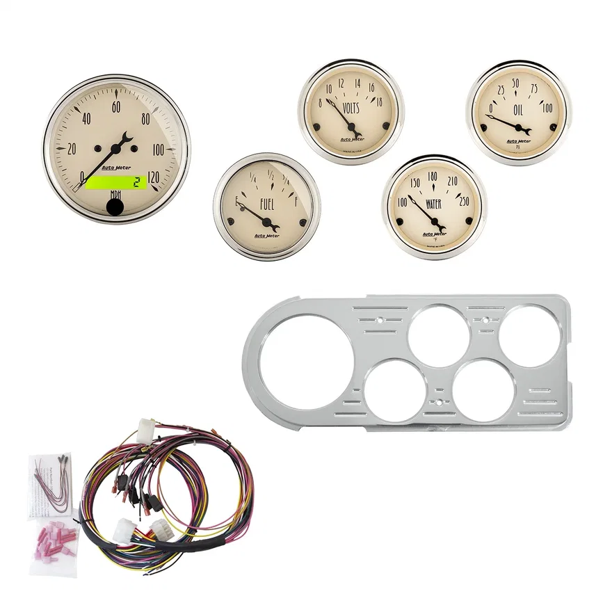DIRECT FIT DASH KIT; FORD TRUCK 48-50; MPH/FUEL/OILP/WTMP/BAT; AB