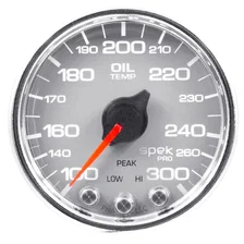 GAUGE; OIL TEMP; 2 1/16in.; 300deg.F; STEPPER MOTOR W/PK/WRN; SLVR/CHRM; SPEK-PR image 2