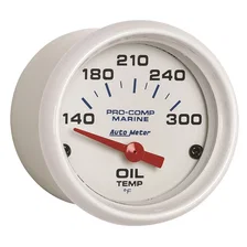 GAUGE; OIL TEMP; 2 1/16in.; 140-300deg.F; ELECTRIC; MARINE WHITE image 3