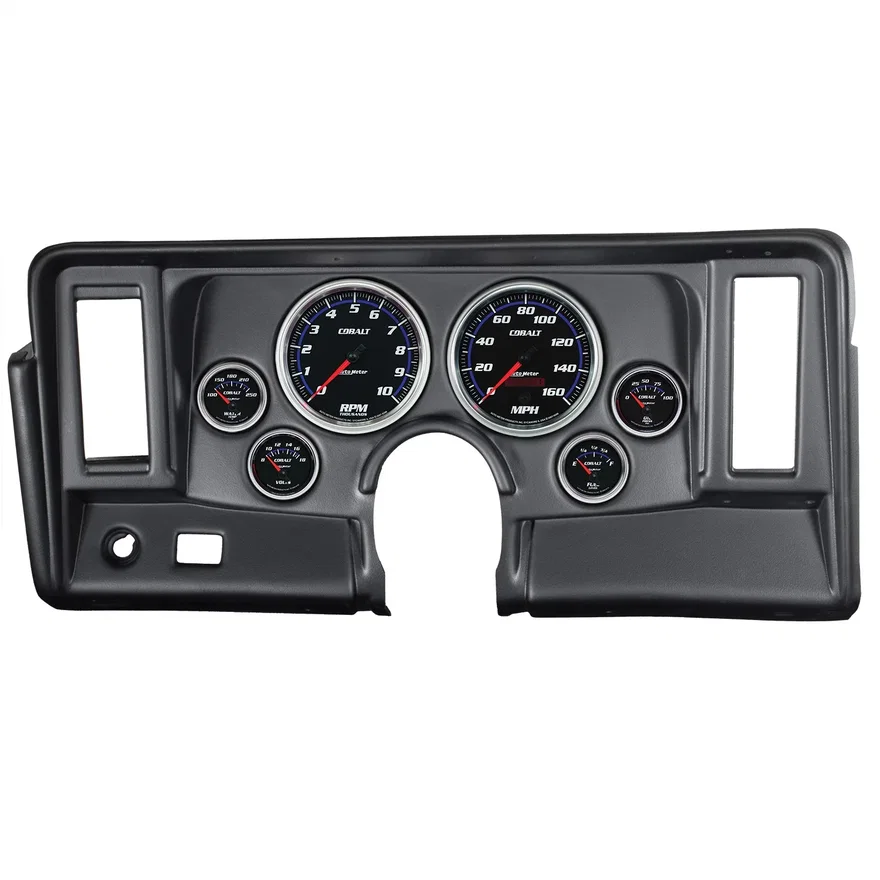 DIRECT FIT DASH KIT; NOVA 69-76; TACH/MPH/FUEL/OILP/WTMP/VOLT; COBALT