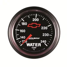 GAUGE; WATER TEMP; 2 1/16in.; 120-240deg.F; MECHANICAL; CHEVY RED BOWTIE; BLACK image 5
