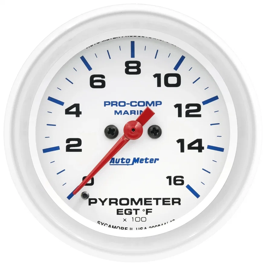 GAUGE; PYROMETER; 2 5/8in.; 0-1;600deg.F; MARINE WHITE