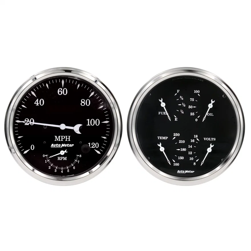 GAUGE KIT; 2 PC.; QUAD/TACH/SPEEDO; 5in.; OLD TYME BLACK