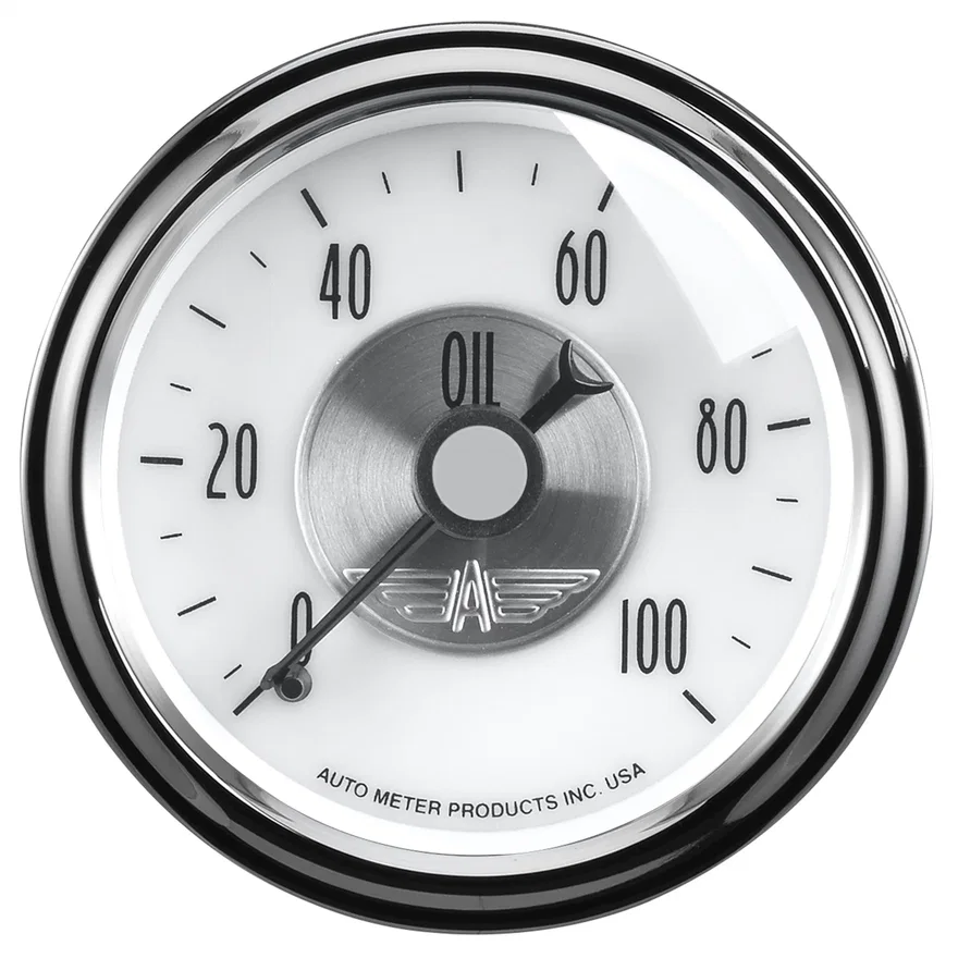 GAUGE; OIL PRESS; 2 1/16in.; 100PSI; MECH; PRESTIGE PEARL