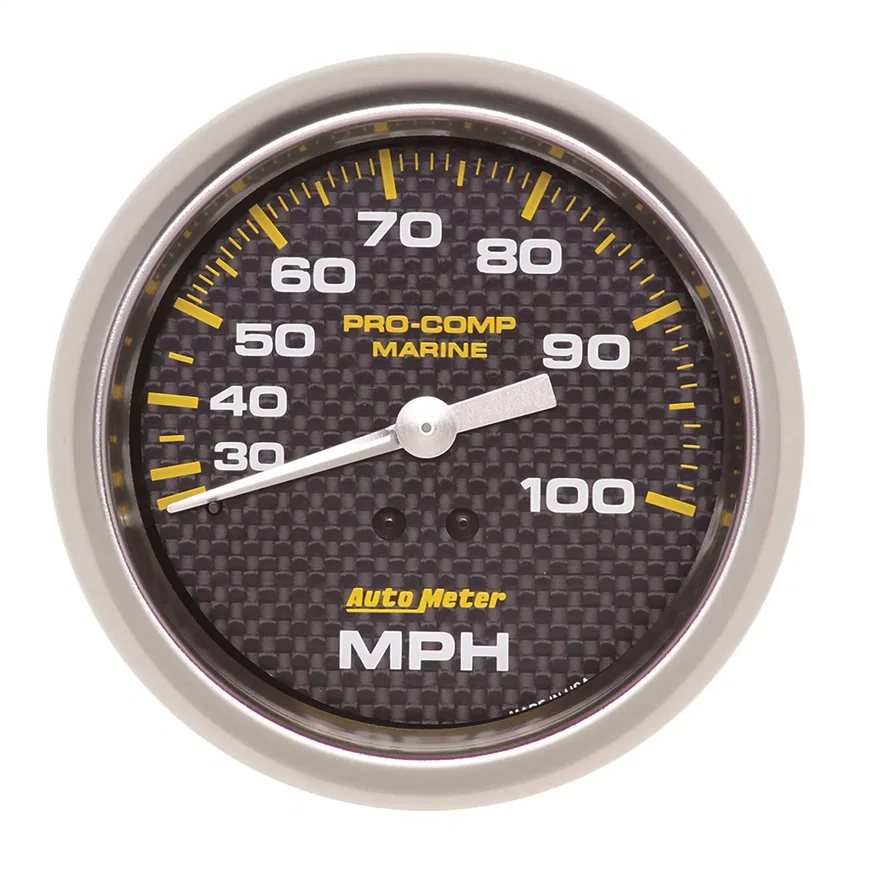GAUGE; SPEEDOMETER; 3 3/8in.; 100MPH; MECHANICAL; MARINE CARBON FIBER