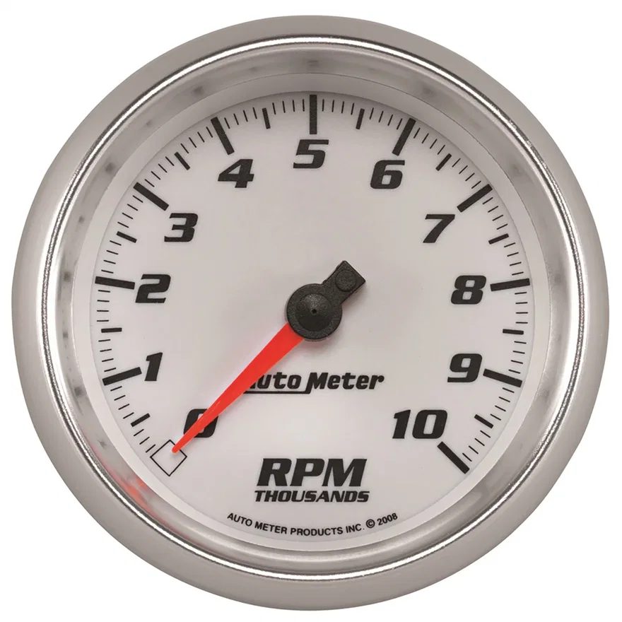 GAUGE; TACHOMETER; 3 3/8in.; 10K RPM; WHITE; PRO-CYCLE