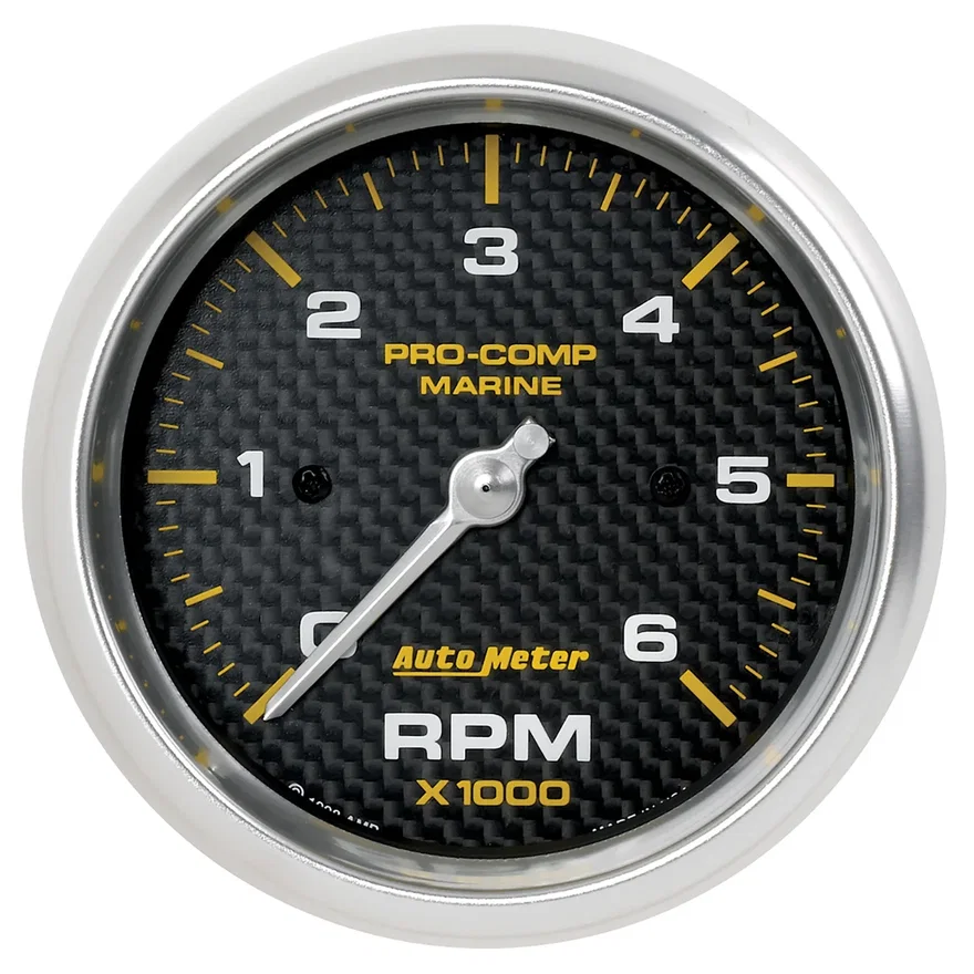 GAUGE; TACHOMETER; 3 3/8in.; 6K RPM; MARINE CARBON FIBER