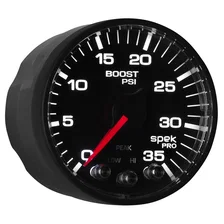 GAUGE; BOOST; 2 1/16in.; 35PSI; STEPPER MOTOR W/PEAK/WARN; BLACK/BLACK; SPEK-PRO image 7