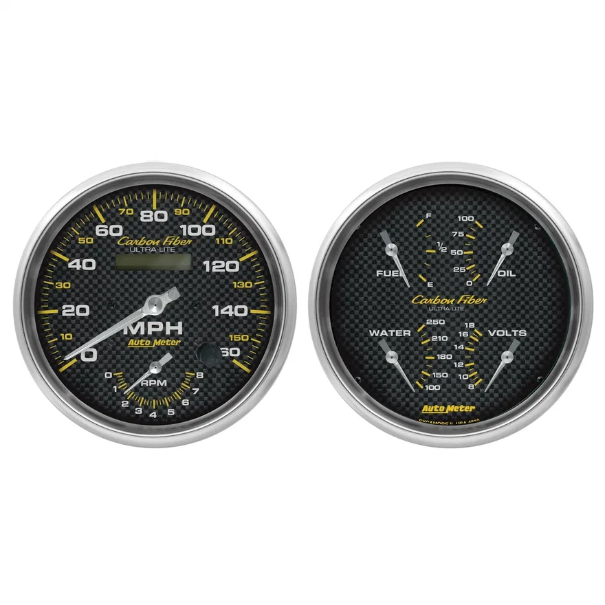 GAUGE KIT; 2 PC.; QUAD/TACH/SPEEDO; 5in.; CARBON FIBER