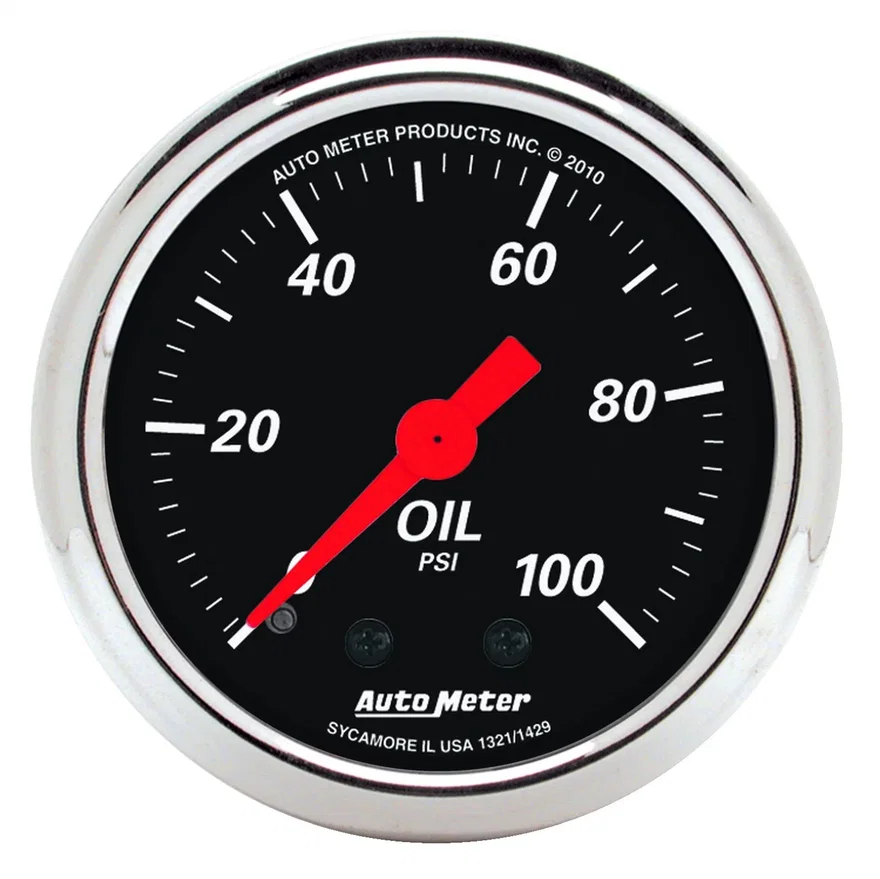 GAUGE; OIL PRESS; 2 1/16in.; 100PSI; MECH; DESIGNER BLACK