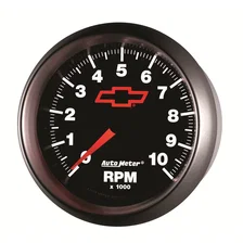 GAUGE; TACHOMETER; 3 3/8in.; 10K RPM; IN-DASH; CHEVY RED BOWTIE; BLACK image 4