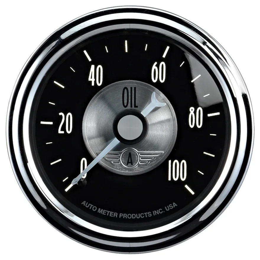 GAUGE; OIL PRESS; 2 1/16in.; 100PSI; MECH; PRESTIGE BLK. DIAMOND