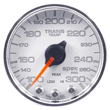 GAUGE; TRANS TEMP; 2 1/16in.; 300deg.F; STEPPER MOTOR W/PK/WRN; WHT/CHRM; SPEK-P image 1