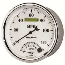 GAUGE; TACH/SPEEDO; 5in.; 120MPH/8K RPM; ELEC. PROGRAM; OLD TYME WHITE II image 2