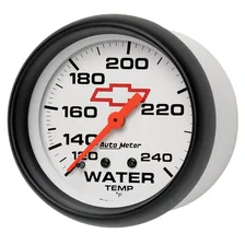 GAUGE; WATER TEMP; 2 5/8in.; 120-240deg.F; MECHANICAL; CHEVY RED BOWTIE; WHITE image 2