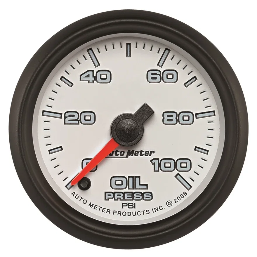 GAUGE; OIL PRESSURE; 2 1/16in.; 100PSI; DIGITAL STEPPER MOTOR; WHITE; PRO-CYCLE