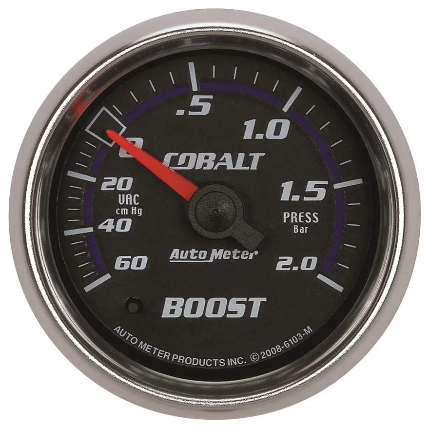 GAUGE; VAC/BOOST; 2 1/16in.; 60CMHG-2.0BAR; MECHANICAL; COBALT