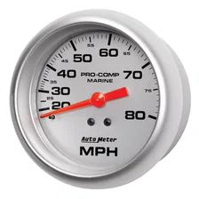GAUGE; SPEEDOMETER; 3 3/8in.; 80MPH; MECHANICAL; MARINE SILVER image 2