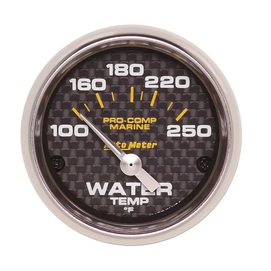 GAUGE; WATER TEMP; 2 1/16in.; 100-250deg.F; ELECTRIC; MARINE CARBON FIBER