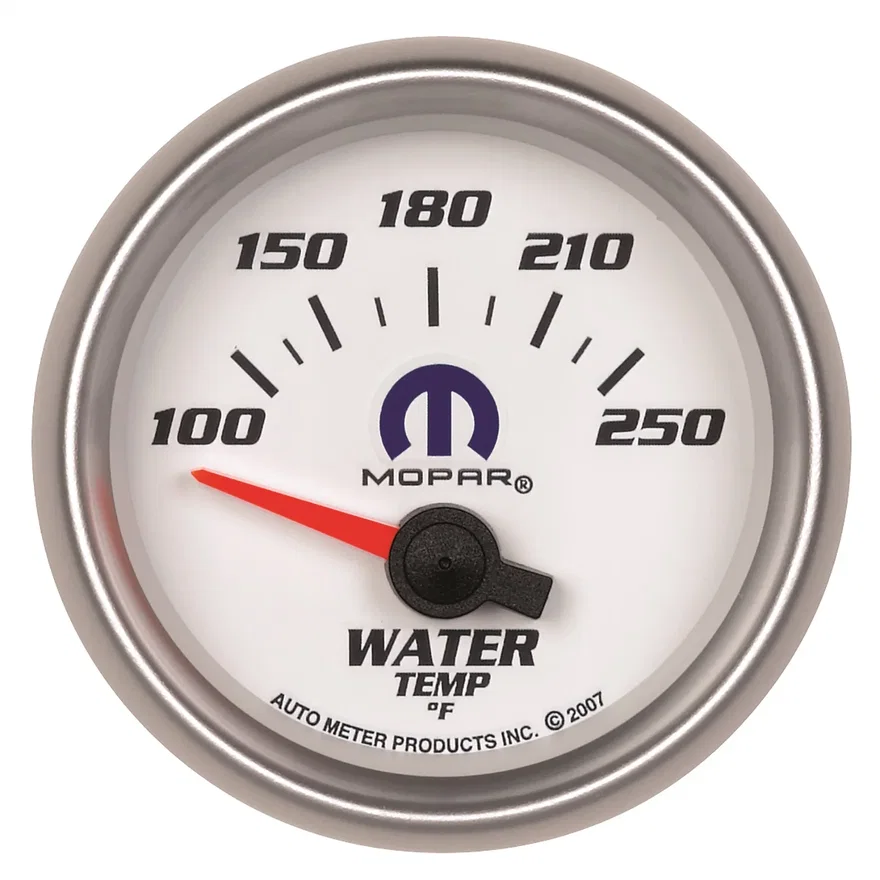 GAUGE; WATER TEMP; 2 1/16in.; 100-250deg.F; ELECTRIC; WHITE; MOPAR