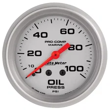 GAUGE; OIL PRESSURE; 2 5/8in.; 100PSI; MECHANICAL; MARINE SILVER image 1