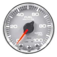 GAUGE; FUEL PRESS; 2 1/16in.; 100PSI; STEPPER MOTOR W/PEAK/WARN; SLVR/CHRM; SPEK image 2