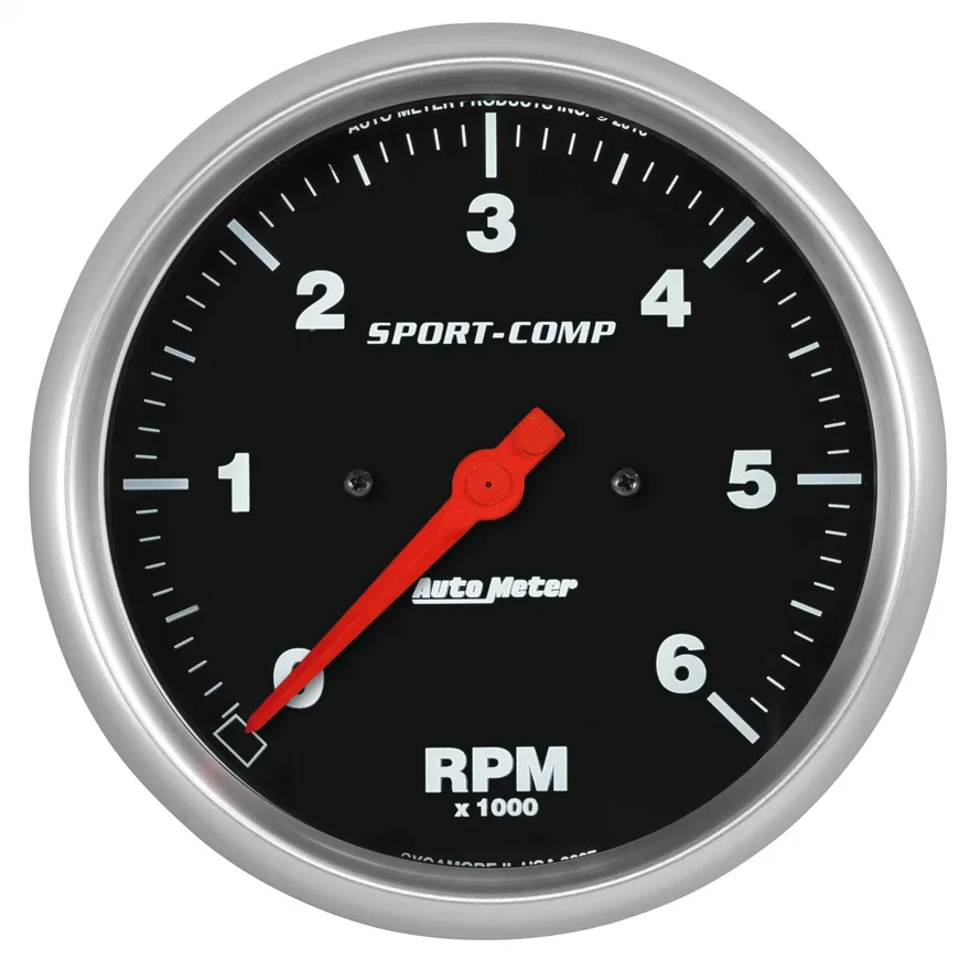 GAUGE; TACHOMETER; 5in.; 6K RPM; IN-DASH; SPORT-COMP