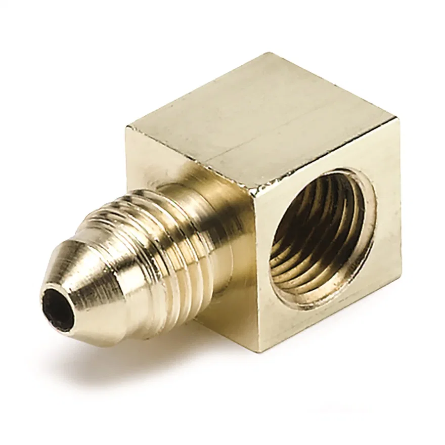 FITTING; ADAPTER; 90deg.; 1/8in. NPTF FEMALE TO-3AN MALE; BRASS