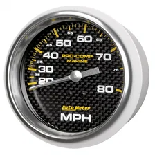 GAUGE; SPEEDOMETER; 3 3/8in.; 80MPH; MECHANICAL; MARINE CARBON FIBER image 2