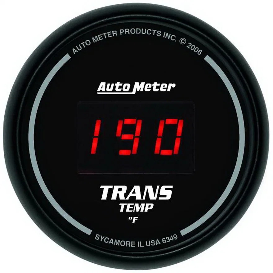 GAUGE; TRANS TEMP; 2 1/16in.; 340deg.F; DIGITAL; BLACK DIAL W/RED LED