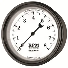 GAUGE; TACHOMETER; 3 3/8in.; 8K RPM; IN-DASH; OLD TYME WHITE II image 3