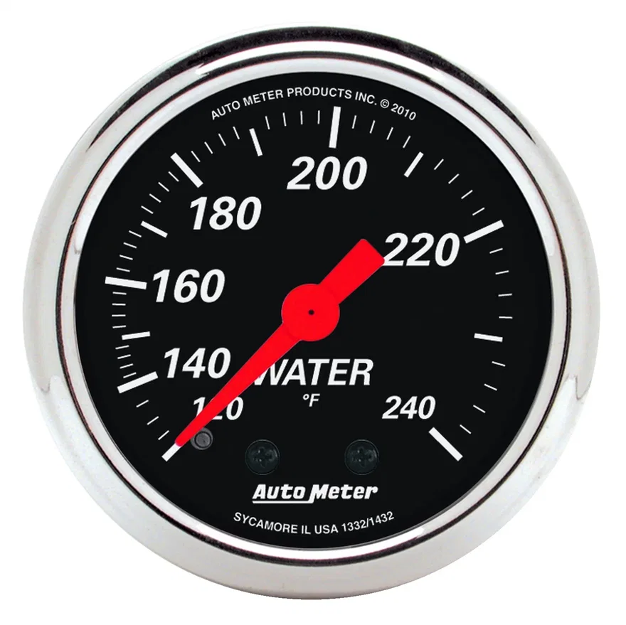 GAUGE; WATER TEMP; 2 1/16in.; 120-240deg.F; MECH; DESIGNER BLACK