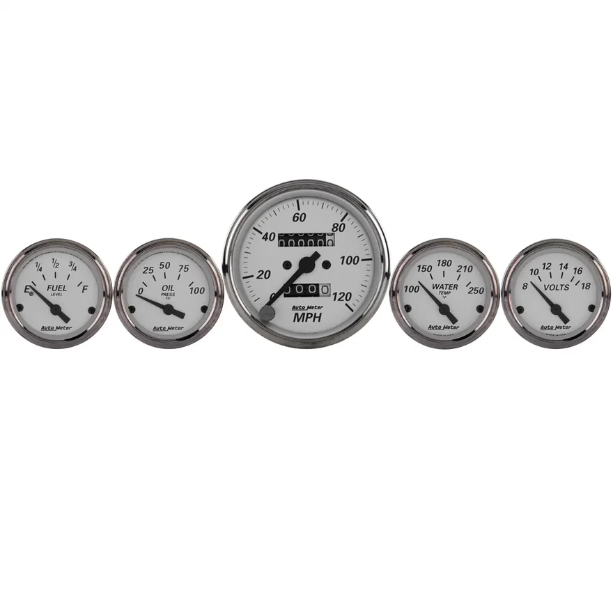 GAUGE KIT; 5 PC.; 3 1/8in./2 1/16in.; MECH. SPEEDOMETER; AMERICAN PLATINUM