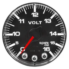 GAUGE; VOLTMETER; 2 1/16in.; 16V; STEPPER MOTOR W/PEAK/WARN; BLK/CHRM; SPEK-PRO image 2