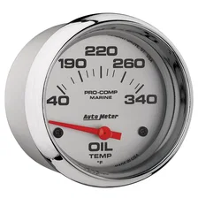 GAUGE; OIL TEMP; 2 5/8in.; 140-300deg.F; ELECTRIC; MARINE CHROME image 3