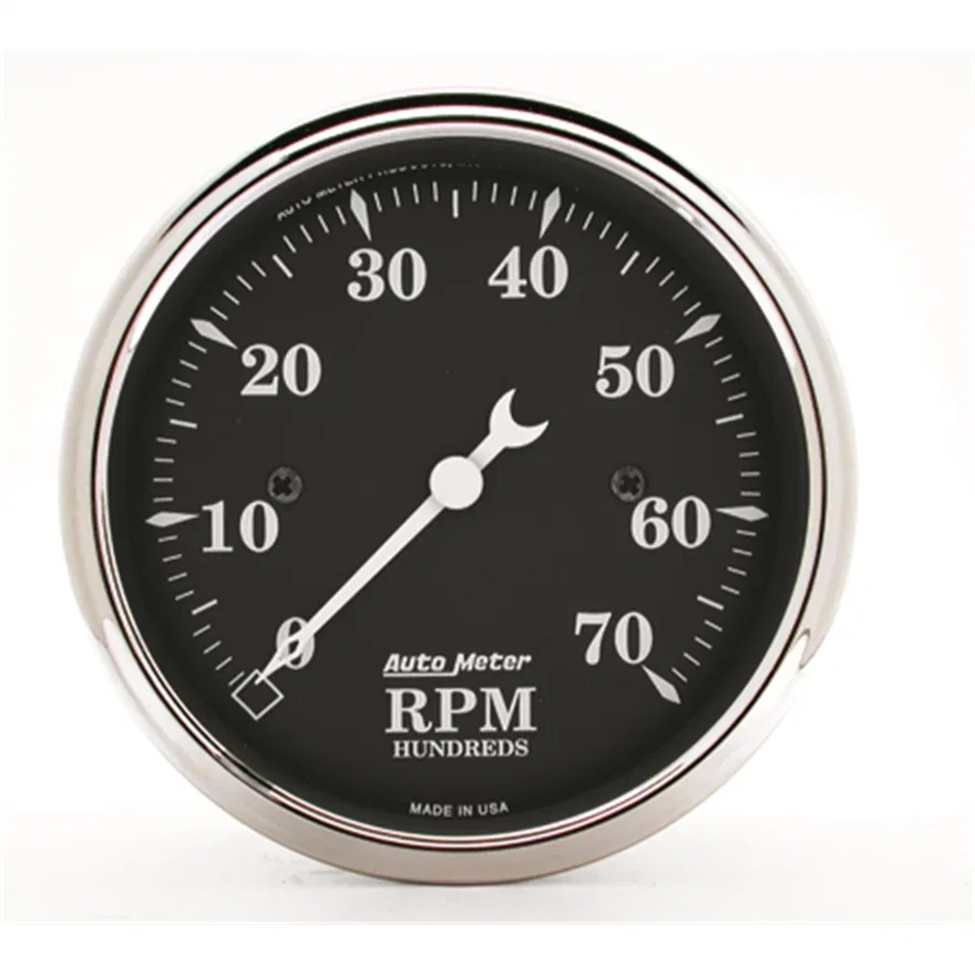 GAUGE; TACHOMETER; 3 1/8in.; 7K RPM; IN-DASH; OLD TYME BLACK