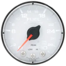GAUGE; FUEL PRESS; 2 1/16in.; 30PSI; STEPPER MOTOR W/PEAK/WARN; WHT/BLK; SPEK image 2