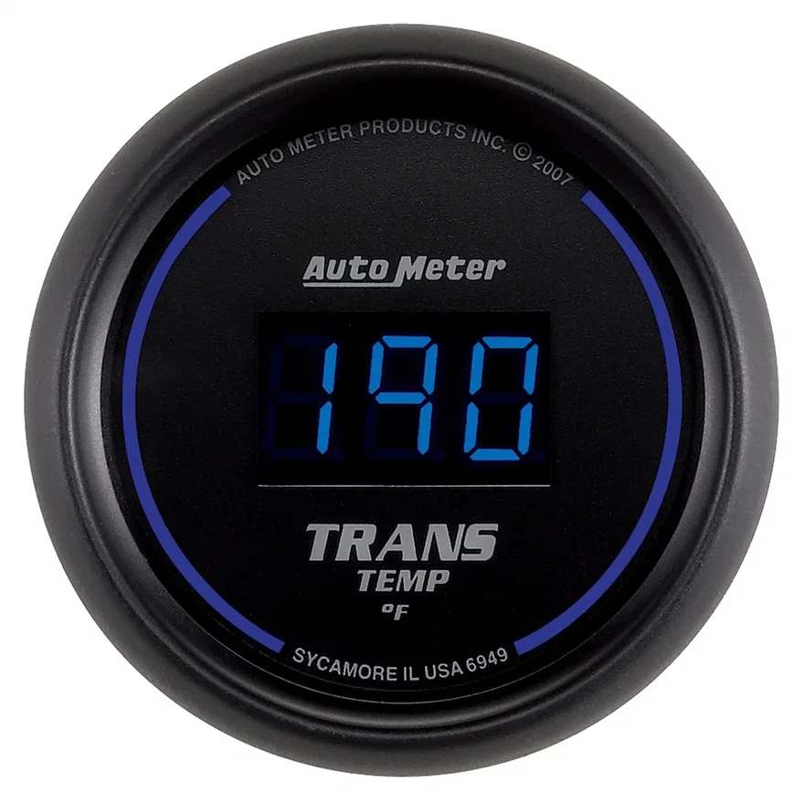 GAUGE; TRANS TEMP; 2 1/16in.; 340deg.F; DIGITAL; BLACK DIAL W/BLUE LED