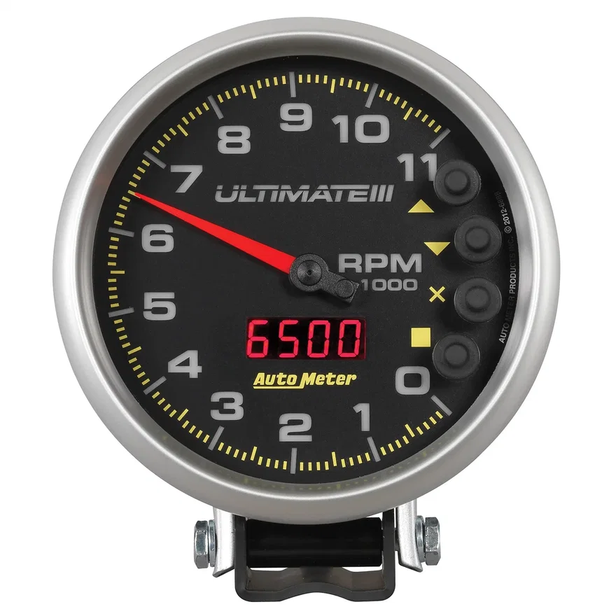 GAUGE; TACH; 5in.; 11K RPM; PEDESTAL; DATALOGGING; ULTIMATE III PLAYBACK; BLACK
