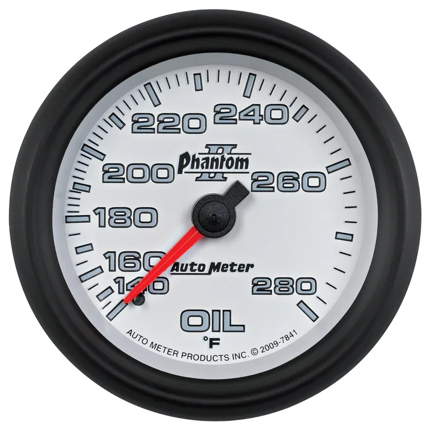 GAUGE; OIL TEMP; 2 5/8in.; 140-280deg.F; MECHANICAL; PHANTOM II